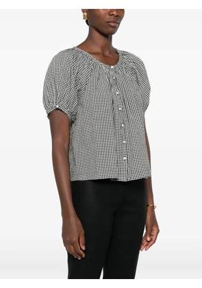 DÔEN June gingham-check puff-sleeve top - Black