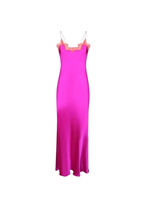 Roberto Cavalli lace-trim silk slip dress - Pink