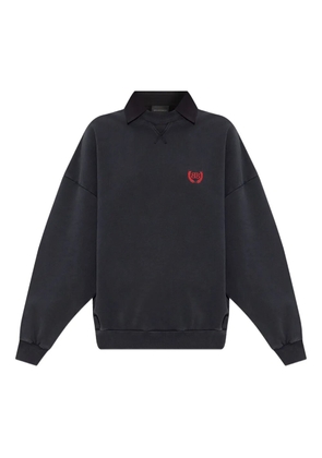 Balenciaga logo-embroidered polo-collar sweatshirt - Black