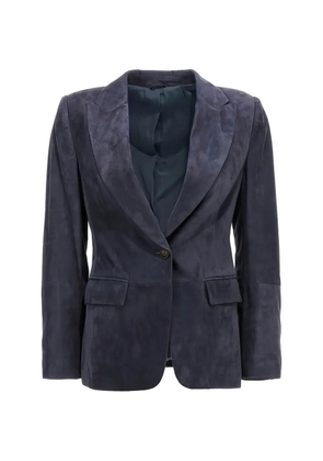 Brunello Cucinelli suede single-breasted blazer - Blue