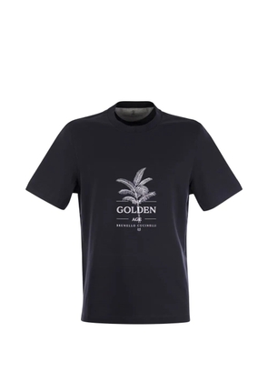 Brunello Cucinelli graphic-print cotton T-shirt - Blue