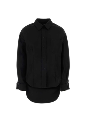 Balenciaga gabardine logo-embroidered shirt - Black
