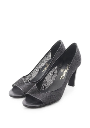 CHANEL Pre-Owned 1986-1988 lace pearl-embellished pumps - Black