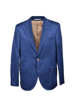 Brunello Cucinelli herringbone-pattern tailored blazer - Blue
