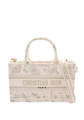 Christian Dior Pre-Owned 2010-2026 Mini Embroidered Canvas Butterfly Zodiac Lady D Lite satchel - White