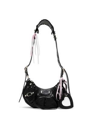 Balenciaga studded heart charm leather shoulder bag - Black