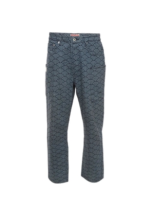 Kenzo Pre-Owned Japanese Seigaiha wave-print cargo jeans - Blue