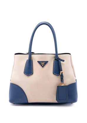 Prada Pre-Owned 2013-2026 Small Saffiano Cuir Trimmed Canvas Double satchel - Blue