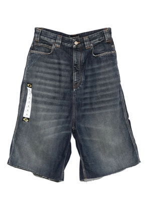Balenciaga frayed-hem denim shorts - Blue