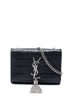 Saint Laurent Pre-Owned 2014 Small Croc Embossed Leather Monogram Kate Tassel crossbody bag - Black