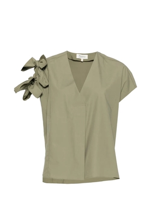 PSOPHIA bow-detail V-neck top - Green