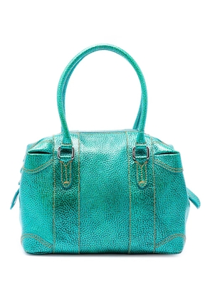 Fendi Pre-Owned 2000-2010 Metallic Pebbled Leather Mixed Media boston bag - Green