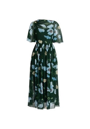 ERDEM floral-print silk midi dress - Green