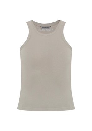 Balenciaga logo-embroidered ribbed-knit tank top - Grey