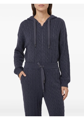 Brunello Cucinelli cable-knit sequin-embellished trousers - Blue
