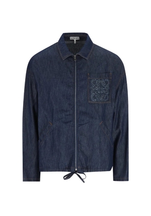 LOEWE logo-patch drawstring denim jacket - Blue