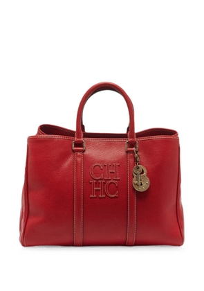 Carolina Herrera Vintage Matteo grained leather tote bag - Red