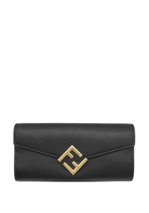 Fendi Pre-Owned 2010-2026 Leather FF Diamonds Continental Wallet long wallets - Black