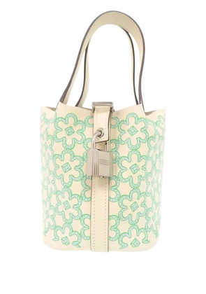 Hermès Pre-Owned 2022 Micro Swift Lucky Daisy Picotin Lock 14 handbag - White