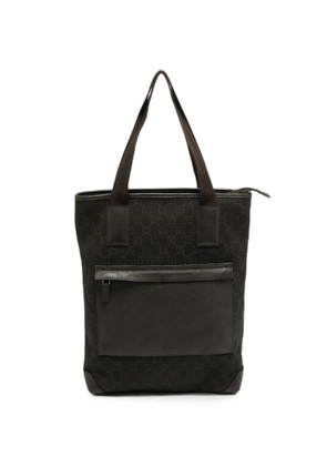 Gucci Pre-Owned GG denim leather-trim tote bag - Brown