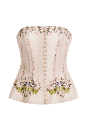 Agua By Agua Bendita Abelia Anhelo embroidered top - Neutrals
