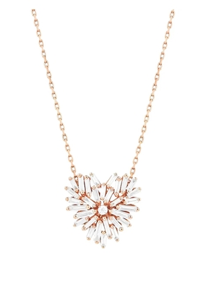Suzanne Kalan 18K rose gold small heart-pendant diamond necklace - Pink