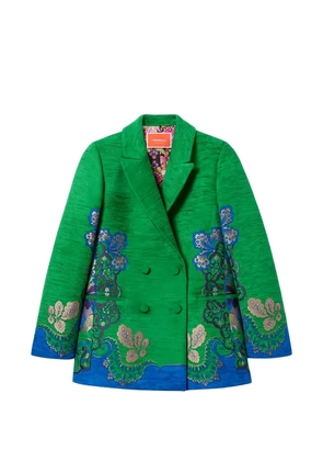 La DoubleJ Jagger floral-jacquard double-breasted blazer - Green