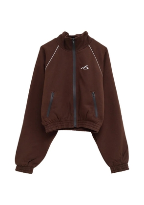 Balenciaga reflective piping cropped track jacket - Brown