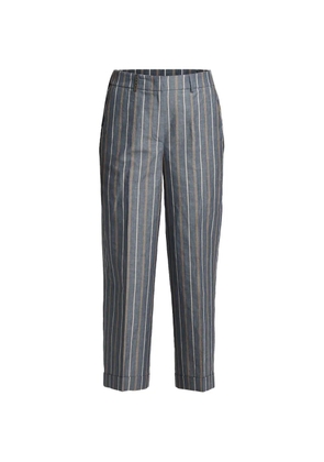 Peserico vertical-stripe turn-up trousers - Blue