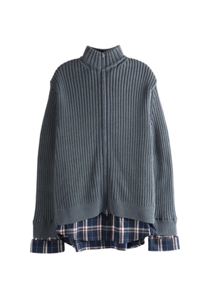 Balenciaga zip-fastening ribbed cardigan - Blue