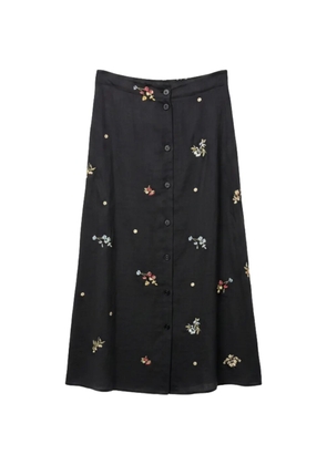 Semicouture floral-embroidered midi skirt - Black
