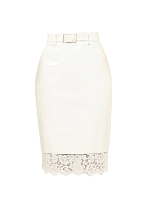 Rowen Rose lace-trim vinyl skirt - Neutrals