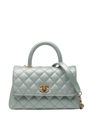 CHANEL Pre-Owned 2021-2026 Mini Metallic Caviar Coco Top Handle Bag satchel - Blue