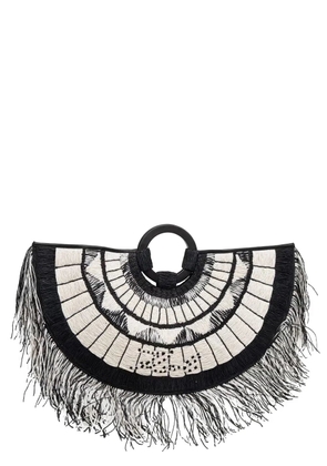 Karl Lagerfeld fringe-trimmed embroidered tote bag - Black