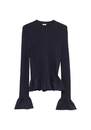 Jil Sander ruffled ribbed-knit sweater - Blue