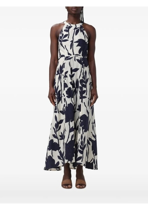 Brunello Cucinelli floral-print halterneck midi dress - Neutrals
