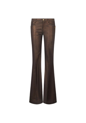 Roberto Cavalli metallic-effect flared jeans - Brown