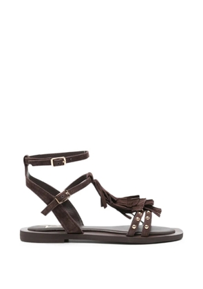 Marc Ellis fringed stud-embellished flat sandals - Brown