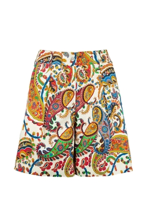ETRO paisley-print pleated shorts - White