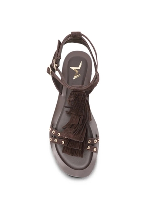Marc Ellis fringed stud-embellished flat sandals - Brown