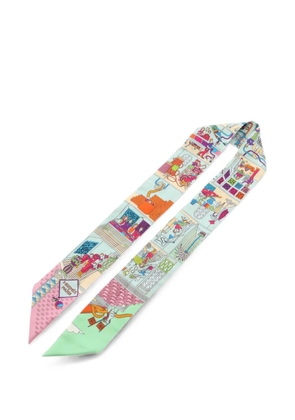 Hermès Pre-Owned 2010s Twilly La Maison des Carrés scarf - Blue