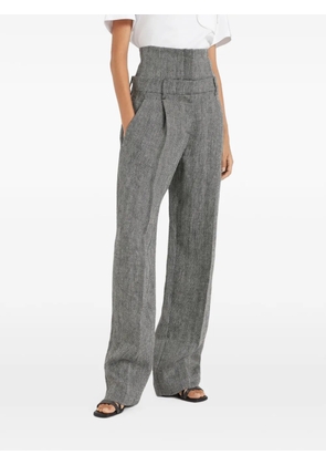 Brunello Cucinelli herringbone-pattern wide-leg trousers - Grey
