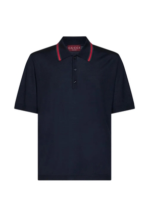 Gucci Web-stripe wool polo shirt - Blue