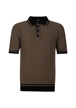 Tagliatore textured-knit tipped polo shirt - Brown