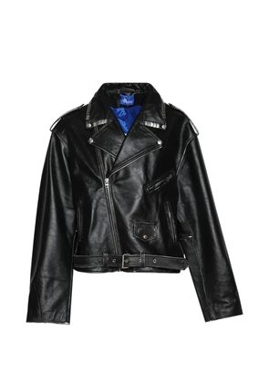 MARKING DISTANCE zipped leather jacket - Black