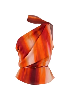 LaQuan Smith scarf-detail one-shoulder top - Orange