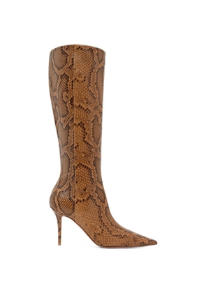 Amina Muaddi Barbara snake-effect boots - Brown