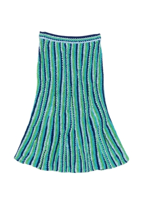Tory Burch striped-pattern midi skirt - Blue