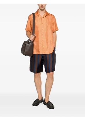FENDI logo-stripe silk shirt - Orange
