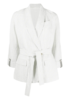 Brunello Cucinelli belted wrap blazer - White